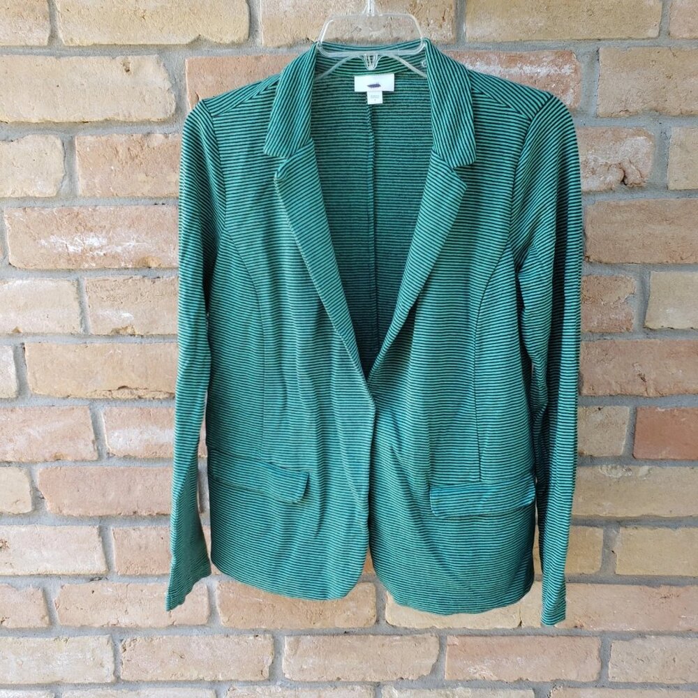 J. Jill Striped Blazer, Cardigan, Green, Navy Blue, Size XS